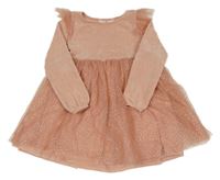 Broskvové žinylkovo/tylové šaty H&M