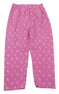 Ružové kvietkovane pyžamové capri nohavice Kids