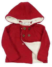 Červený prepínaci zateplený sveter s kapucňou M&S
