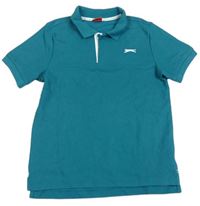 Modrozelené polo tričko s logom Slazenger