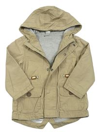 Béžová plátěná jarní parka s kapucí F&F
