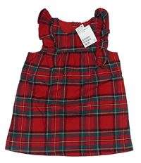 Červeno-kockované šaty s volánikmi zn. H&M
