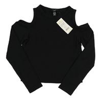 Černé crop triko s volnými rameny New Look