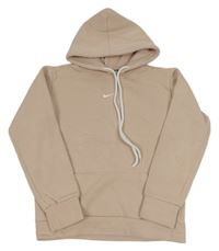 Pudrová tepláková mikina s logom a vreckom a kapucňou zn. Nike