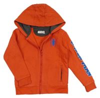 Červená propínací mikina s pavoukem - Spider-man a kapucí M&S