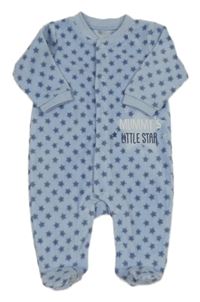 Svetlomodrý fleecový overal s hviezdičkami a nápismi early days
