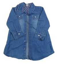 Modré riflové propínací košilové šaty Kiki&Koko