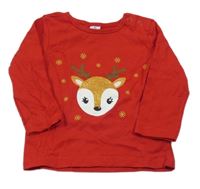 Červené triko se sobem a vločkami dopodopo