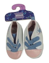 Nové - bílo-světlerůžovo/modré koženkové capáčky se Stitchem PRIMARK vel. 20-21