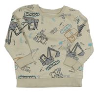 Svetlobéžová mikina so stavebními stroji George