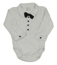 Biele slávnostné body s motýlkom a golierikom H&M