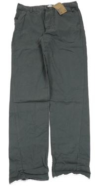 Nové - tmavošedé chino plátěné kalhoty F&F