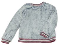 Tmavomodro-biela chlpatá podšitá mikina s pruhmi POCOPIANO