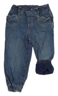 Modré cuff podšité rifle se srdíčkovými kapsami H&M