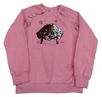 Ružová mikina s PAW PATROL - Skye z překlápěcích flitrů a volánikmi C&A