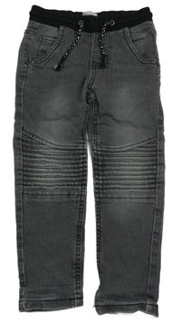 Šedé teplákové podšité rifle s úpletovým pasem POCOPIANO