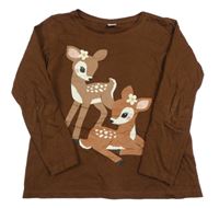 Tmavohnědé triko se srnkami dopodopo