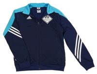 Tmavomodro-azurová thermo prepínaci mikina so znakom Adidas