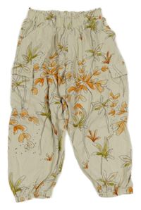 Smetanové vzorované cargo cuff teplákové kalhoty s větvičkami Next