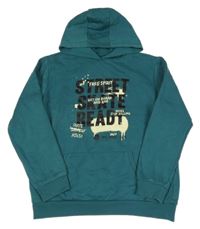 Šalvějová mikina s nápisy a kapsou a kapucí PRIMARK