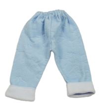 Světlemodro-biele fleecové nohavice s pejsky