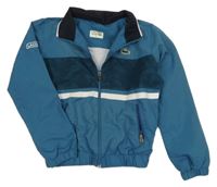 Petrolejovo-tmavopetrolejová vzorovaná šušťáková športová bunda LACOSTE