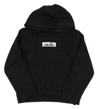 Černá teplá mikina s logem a kapsou a kapucí ellesse