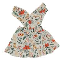 Smotanová na traká sukňa s kvietkami a volánikmi