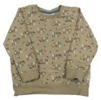 Béžovošedá mikina s medvedíkmi a bobříky a nápismi Liegelind