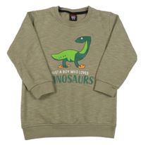 Khaki melírovaná mikina s dinosaurem Smart Kids