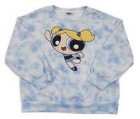 Modro-bílá batikovaná mikina s The Powerpuff Girls