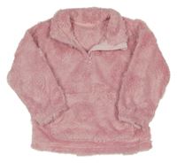 Růžová chlupatá mikina se srdíčky a kapsou Matalan