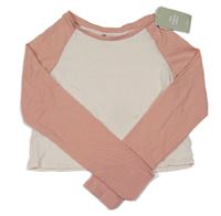 Nové - smetanovo-svetloružové crop tričko H&M