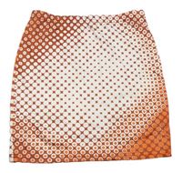 Oranžovo-biela vzorovaná elastická sukňa