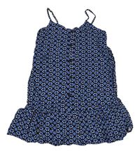 Čierno-modré vzorované ľahké šaty s gombíkmi Primark