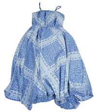 Modré květované šifonové šaty H&M