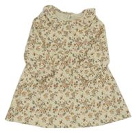 Krémové kvetované rebrované šaty s volánem Primark