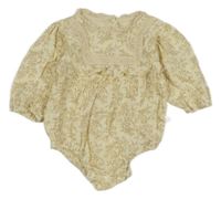 Krémové květované mušelínové body s volánkem