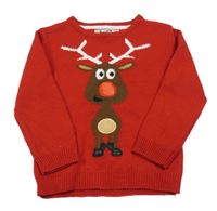 Červený sveter so sobom Rebel