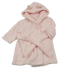 Světlerůžový plyšový župan s kapucí s oušky Babytown
