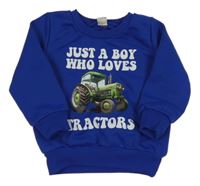 Zafírová mikina s traktorom a nápisom