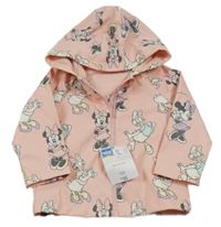 Nové - Růžová nepromokavá jarní bunda s Minnie s Daisy a kapucí Disney