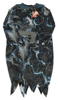 Nové - Kostým - Černo-tmavošedé vzorované šaty F&F