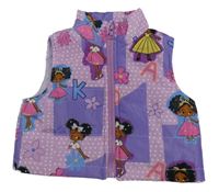 Lila-levandulová šušťáková zateplená vesta s dievčatkom a srdiečkami Shein
