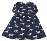 Tmavomodré bavlnené šaty s koňmi BPC