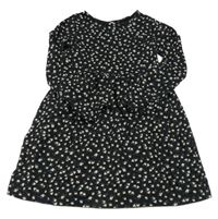 Čierne kvetované bavlnené šaty H&M