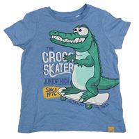 Modré melírované tričko s krokodýlem C&A