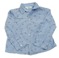 Modrá melírovaná košile se soby H&M