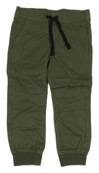 Nové - Khaki plátěné cuff kalhoty H&M