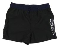 Nové - Černé plážové kraťasy s nápisem